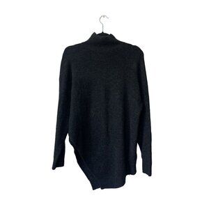 Zara Turtleneck Sweater Size S Oversized  Asymmetrical Wool Long‎ Black